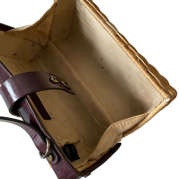 Vintage 60's 70's ETIENNE AIGNER Wicker Rattan Handbag with Leather Strap Brown - Picture 15 of 15